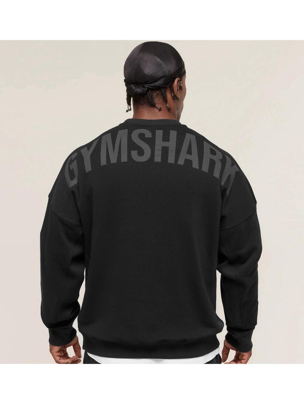 NEW! Gymshark Men's Oversized Fit power crewneck sweatshirt. Black. Small. NWOT
